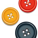 Illustration of three differently sized round buttons