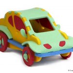 Photo of toy car made of foam pieces