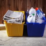 Photo of two full recycling bins